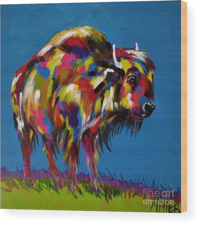 Bison Wood Print featuring the painting Yellowstone Bison #1 by Tracy Miller