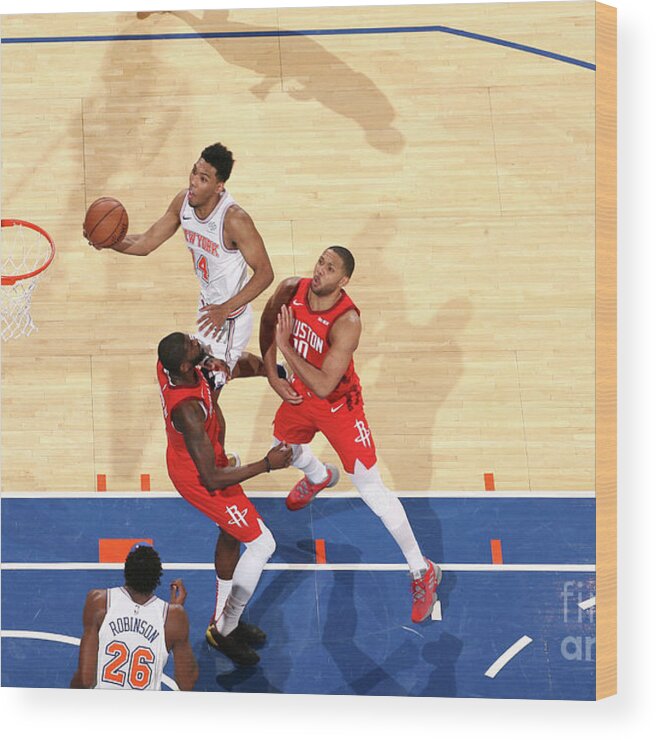 Nba Pro Basketball Wood Print featuring the photograph Houston Rockets V New York Knicks by Nathaniel S. Butler