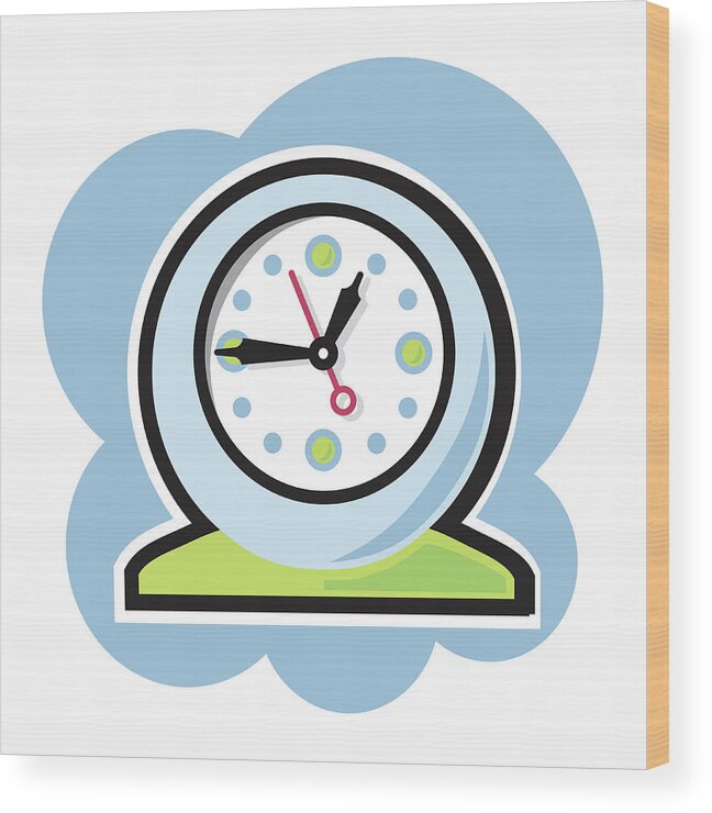 Alarm Wood Print featuring the drawing Alarm Clock #11 by CSA Images