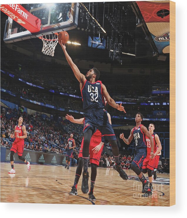 Karl-anthony Towns Wood Print featuring the photograph Bbva Compass Rising Stars Challenge 2017 #13 by Nathaniel S. Butler