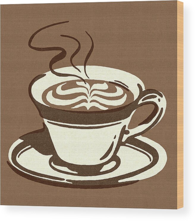 Aroma Wood Print featuring the drawing Cup of Coffee #2 by CSA Images