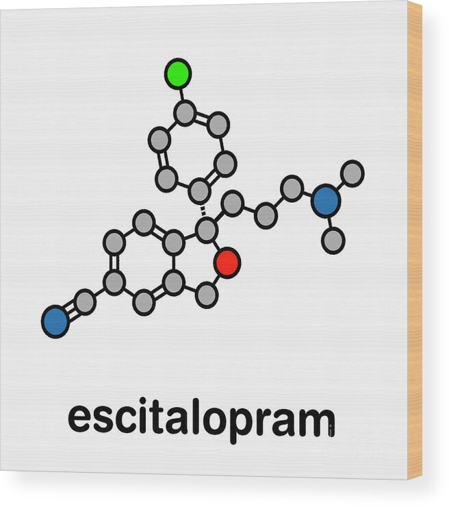 Escitalopram Wood Print featuring the photograph Escitalopram Antidepressant Drug #2 by Molekuul/science Photo Library