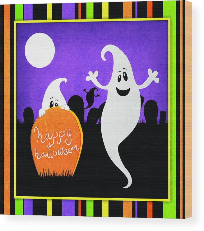 Halloween Wood Print featuring the digital art Halloween Ghost #2 by Josefina