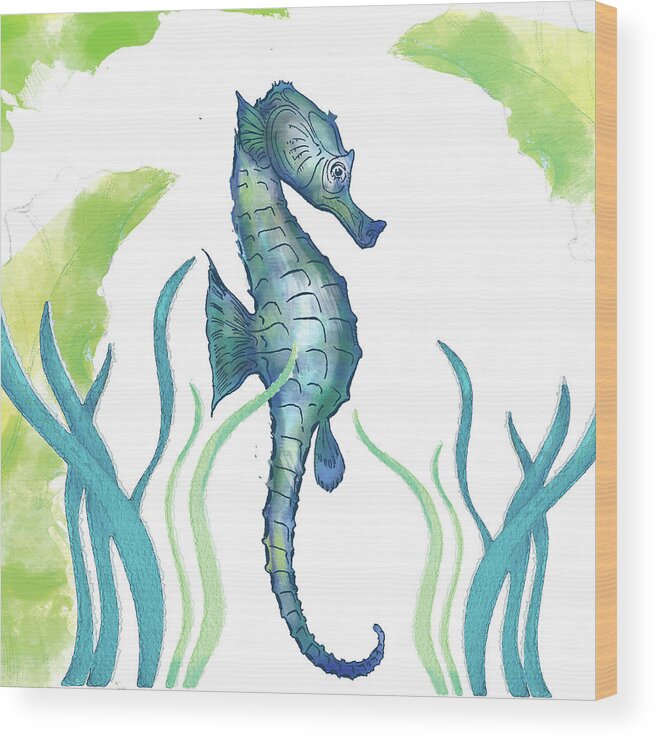 Art Wood Print featuring the drawing Seahorse #2 by Unknown
