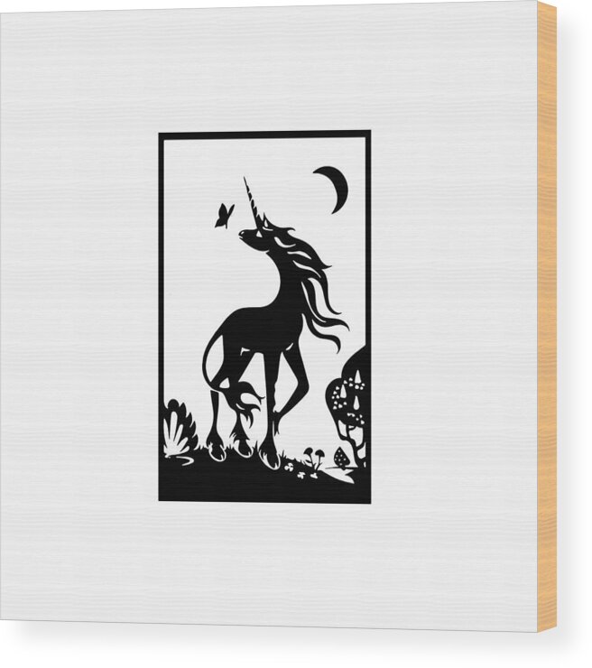 Unicorn Wood Print featuring the digital art Unicorn #2 by Martina
