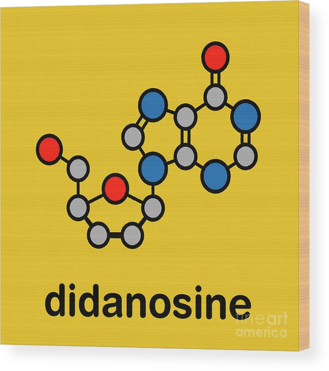 Didanosine Wood Print featuring the photograph Didanosine Hiv Drug #3 by Molekuul/science Photo Library