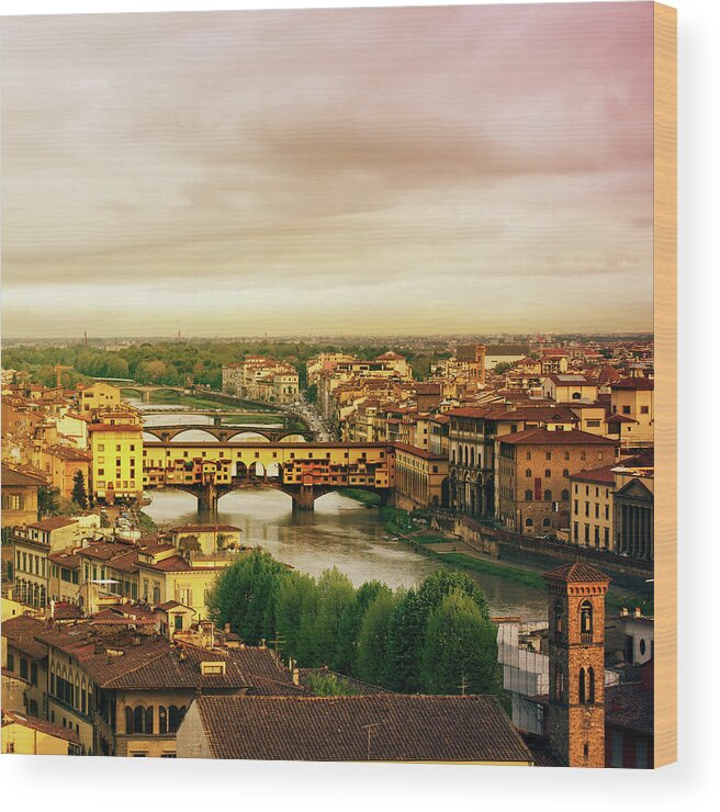 Scenics Wood Print featuring the photograph Florence, Ponte Vecchio #3 by Deimagine