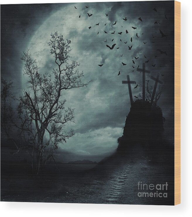 Gothic Style Wood Print featuring the photograph Old Cemetery #3 by Vladgans