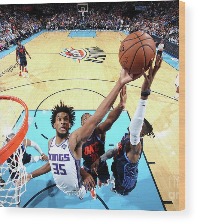 Nba Pro Basketball Wood Print featuring the photograph Sacramento Kings V Oklahoma City Thunder by Joe Murphy