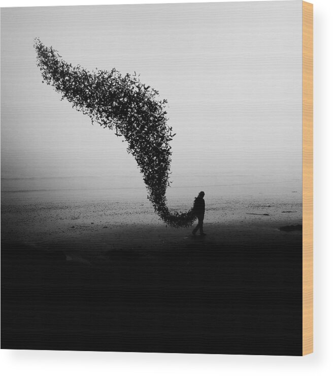 Surreal Wood Print featuring the photograph The Well Of Sadness #3 by Radin Badrnia