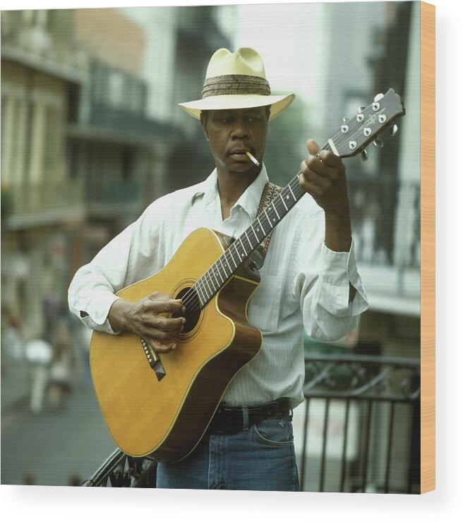 Guitarist Wood Print featuring the photograph Blues Guitarist #4 by David Redfern