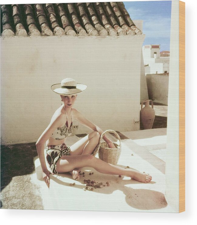 Fashion Wood Print featuring the photograph Model In A Calypso Bikini #4 by Henry Clarke