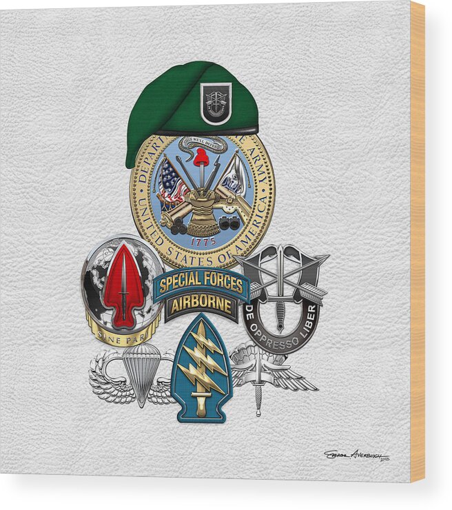 ‘u.s. Army Special Forces’ Collection By Serge Averbukh Wood Print featuring the digital art 5th Special Forces Group - Green Berets Special Edition by Serge Averbukh