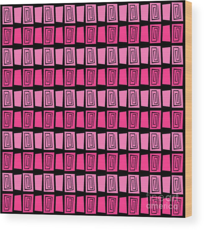 Pink Wood Print featuring the digital art Mid Century Modern Maze by Donna Mibus
