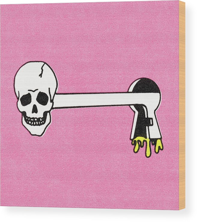 Bone Wood Print featuring the drawing Skeleton key #7 by CSA Images