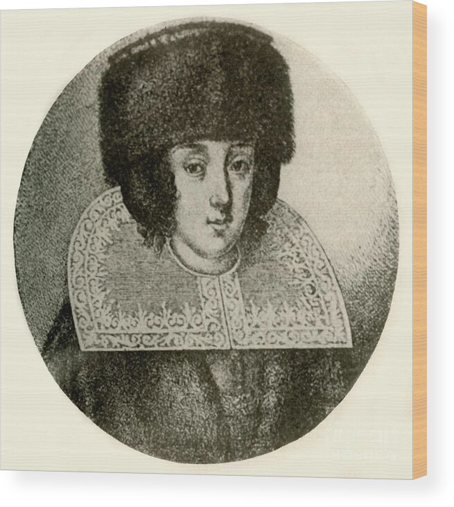 Engraving Wood Print featuring the drawing A Dutch Lady In Fur Cap And Mantle by Print Collector