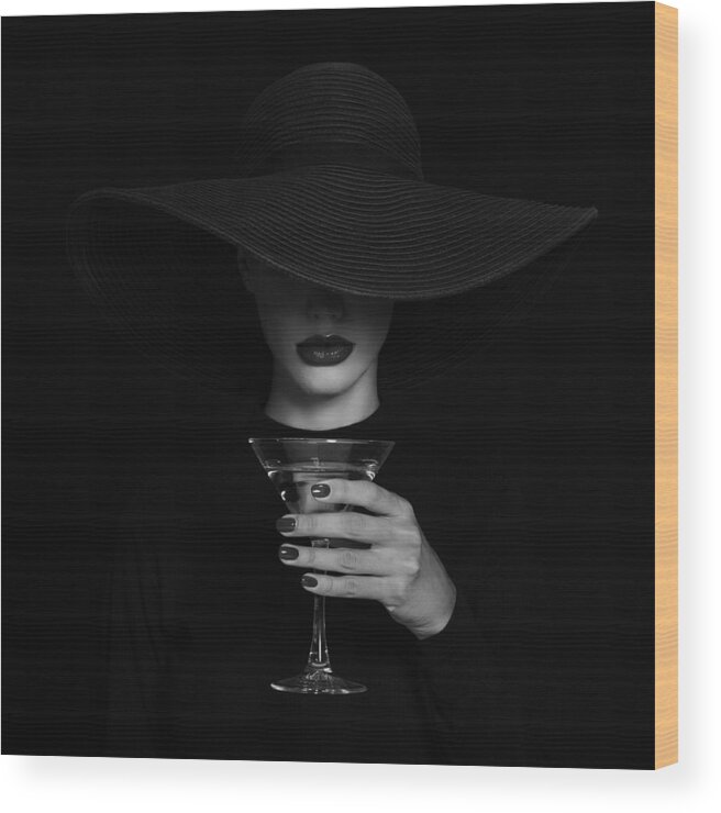 Portrait Wood Print featuring the photograph A Martini Glass. by Refat