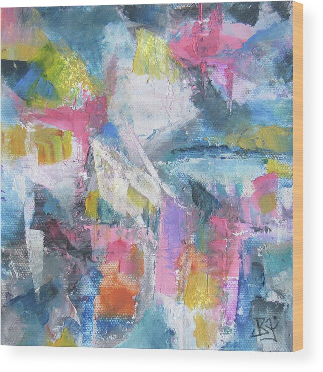 Cold Wax Wood Print featuring the painting Abstract 61519 by Jean Batzell Fitzgerald