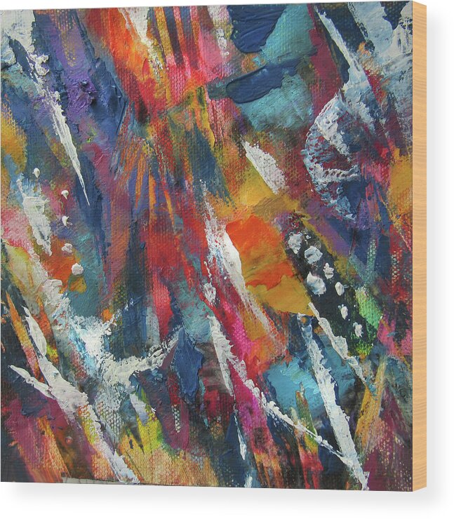 Cold Wax Wood Print featuring the painting Abstract 619-19B by Jean Batzell Fitzgerald