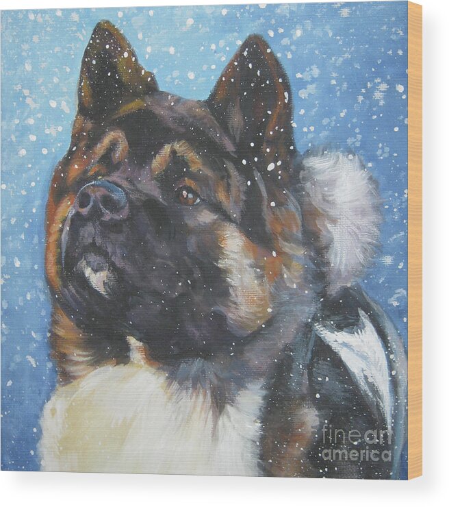 Akita Wood Print featuring the painting Akita Dog Art by Lee Ann Shepard