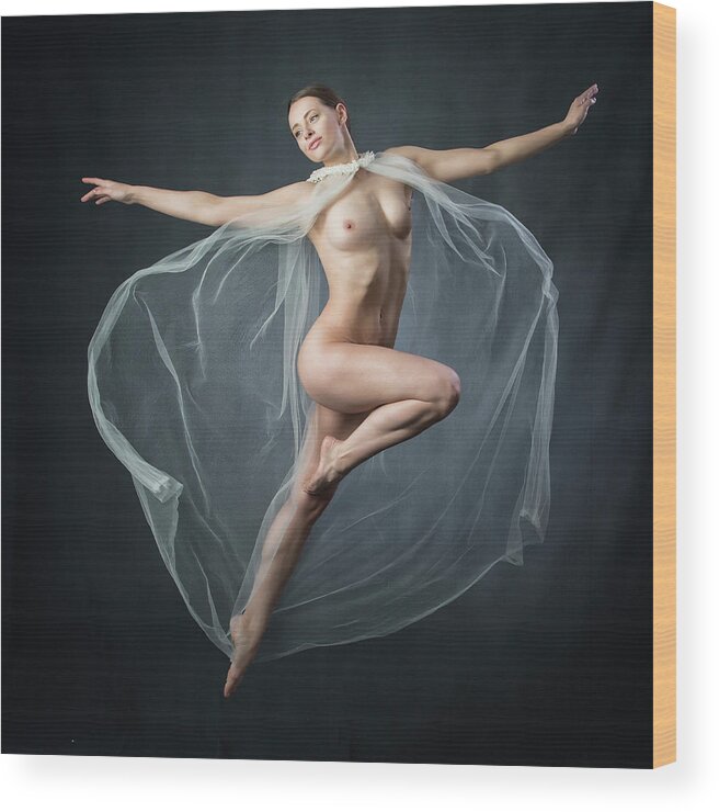 Fine Art Nude Wood Print featuring the photograph Angel In Flight by Ross Oscar
