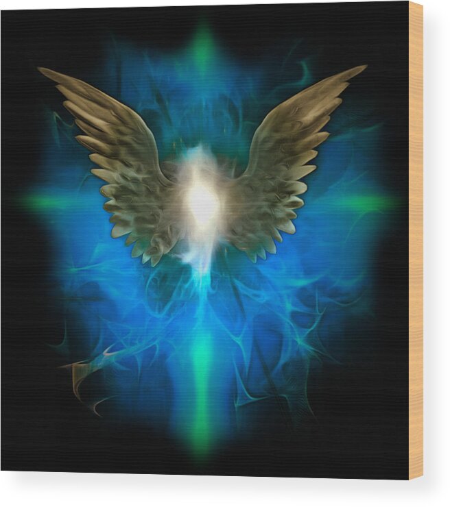 Abstract Wood Print featuring the digital art Angel Wings by Bruce Rolff