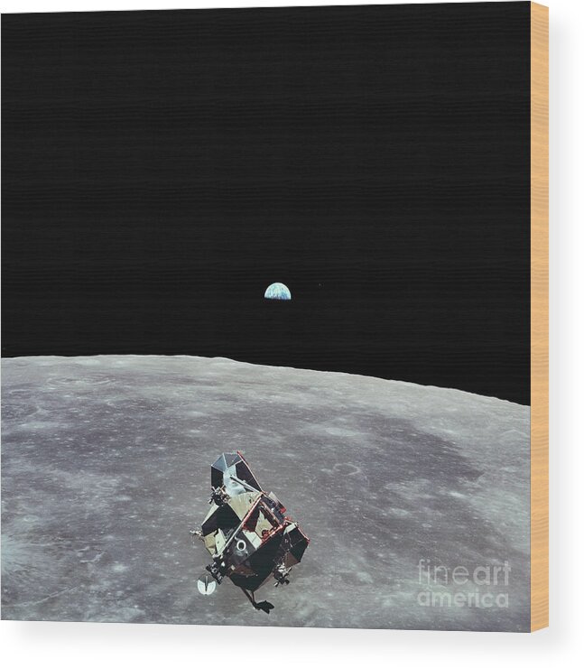 1900s Wood Print featuring the photograph Apollo 11 Lm Ascent Stage In Lunar Orbit by Nasa/science Photo Library