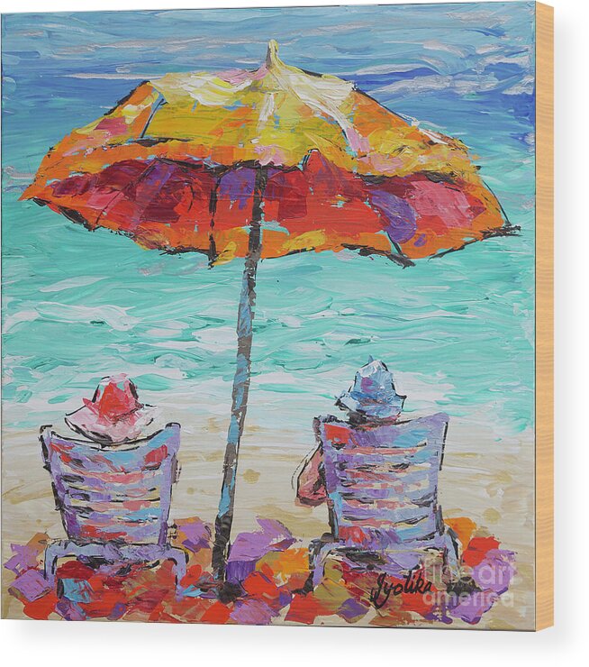  Wood Print featuring the painting At the Beach by Jyotika Shroff
