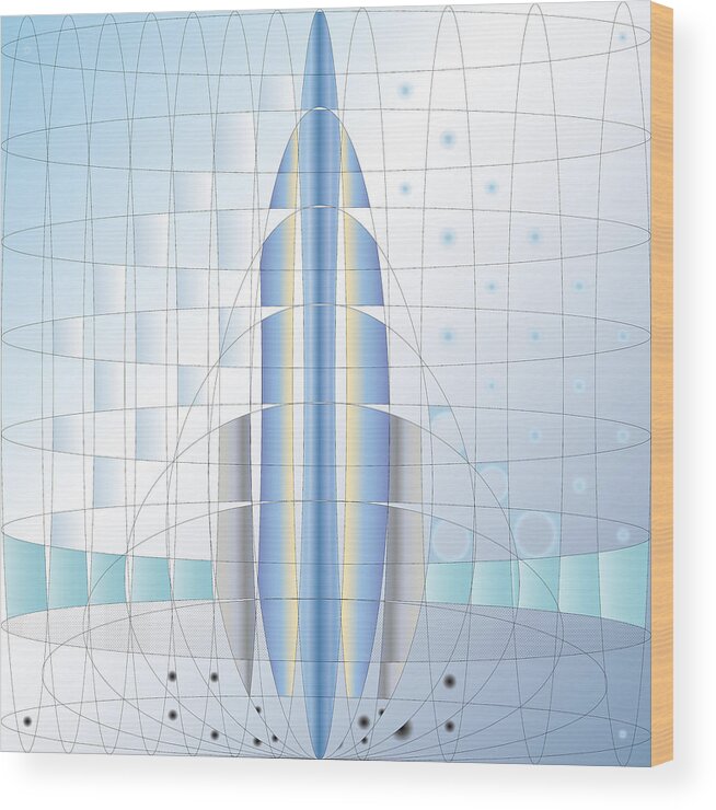 Digital Wood Print featuring the digital art Atomic Rocket by Kevin McLaughlin