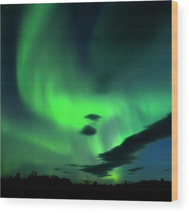 Constellation Wood Print featuring the photograph Aurora Borealis,iceland by Subtik