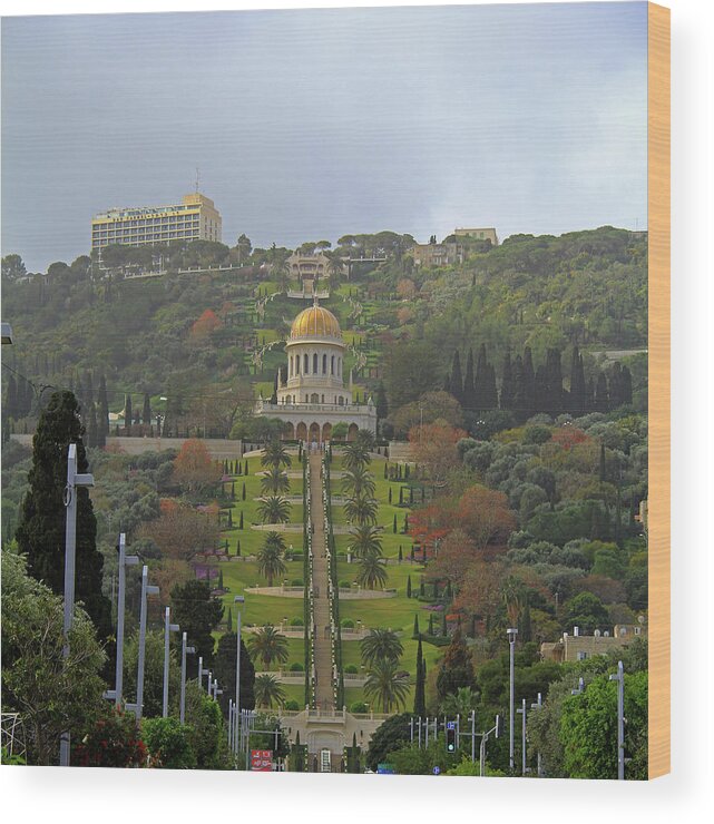Bahai Wood Print featuring the photograph Bahai Gardens and Temple - Haifa, Israel by Richard Krebs