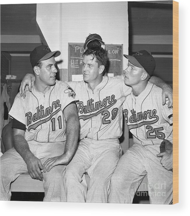 Baseball Pitcher Wood Print featuring the photograph Baltimore Orioles Dressing Room by Bettmann