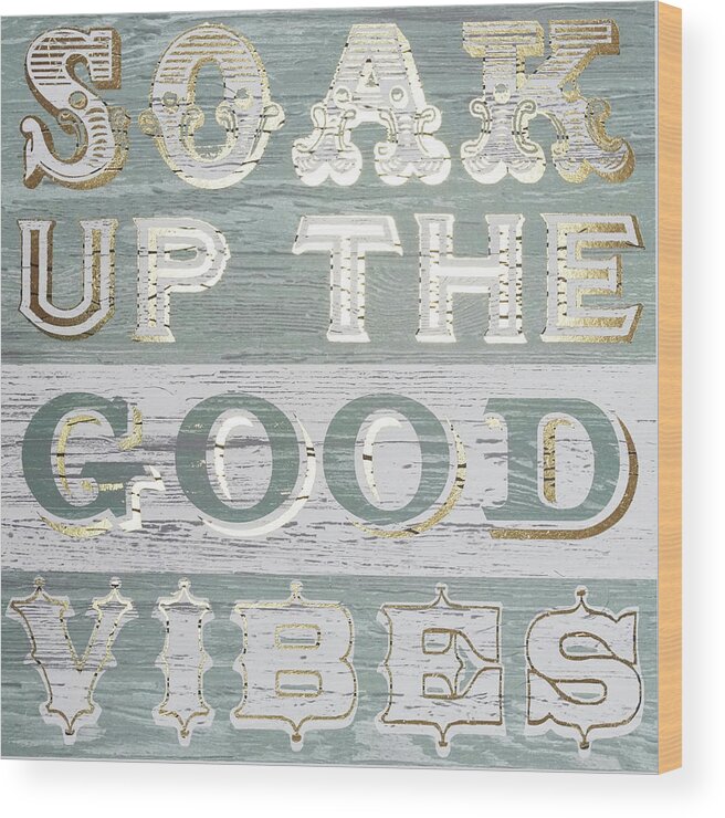 Embellished Wood Print featuring the painting Bathtime Sign II by June Erica Vess