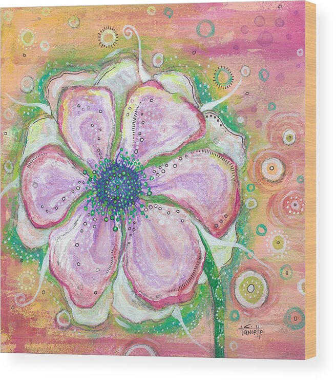 Flower Painting Wood Print featuring the painting Be Still My Heart by Tanielle Childers