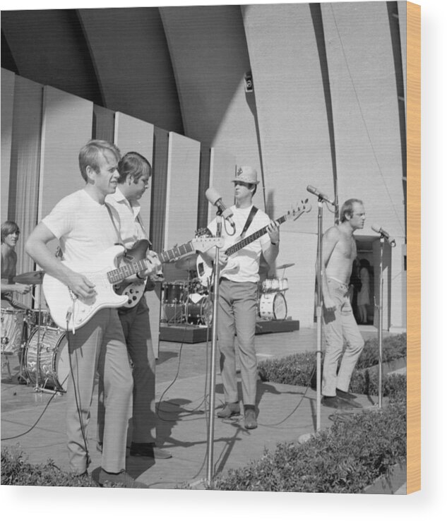 Music Wood Print featuring the photograph Beach Boys At The Hollywood Bowl by Michael Ochs Archives