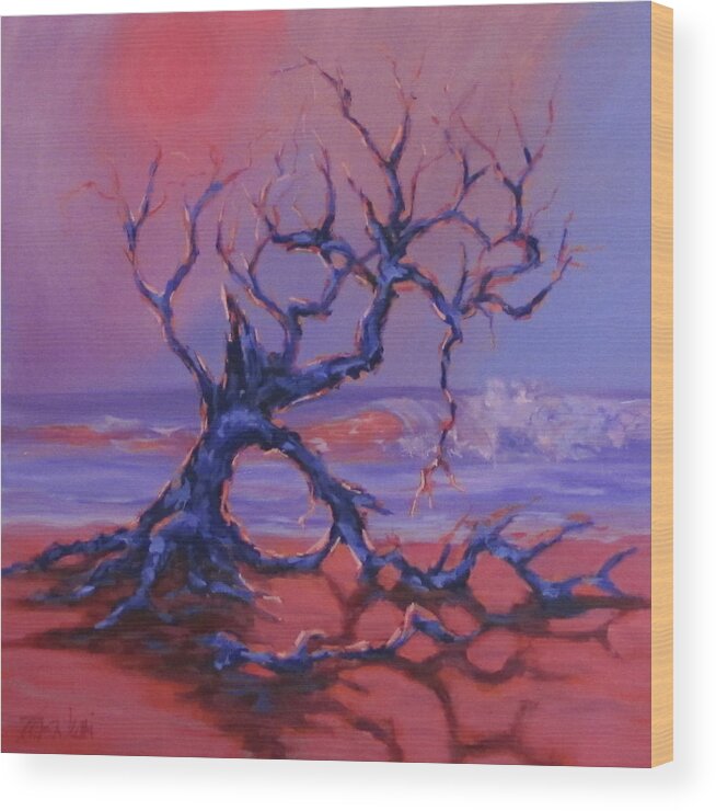 Trees Wood Print featuring the painting Beached by Karen Ilari