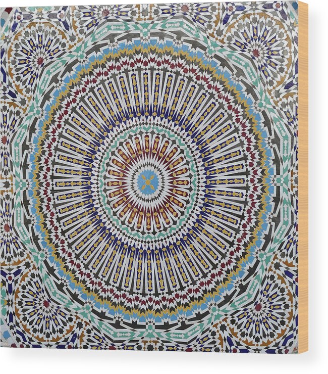 Artisanal Wood Print featuring the photograph Beautiful infinity desgn mosaic fountain by Steve Estvanik