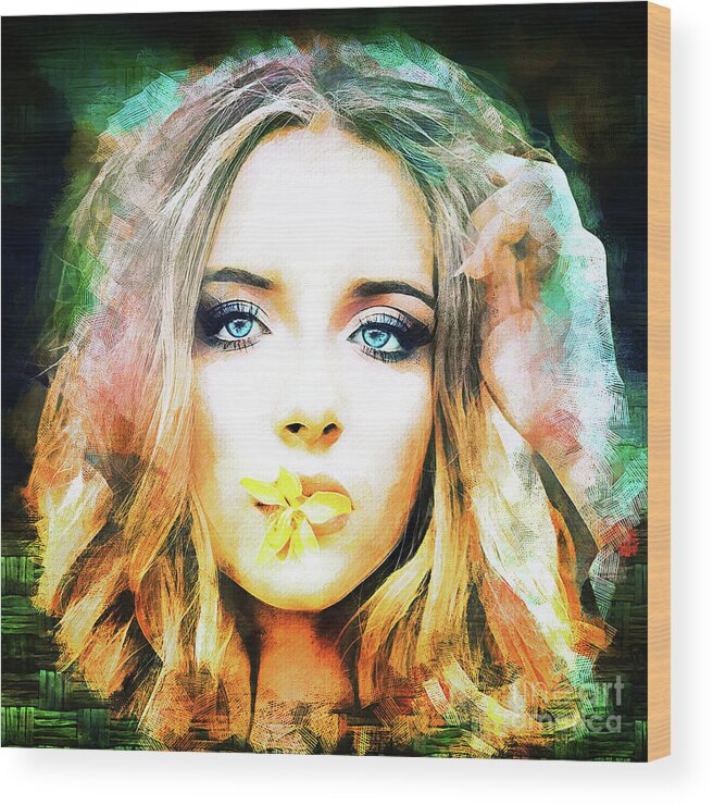 Woman Wood Print featuring the photograph Beauty Blue Eyes by Jack Torcello