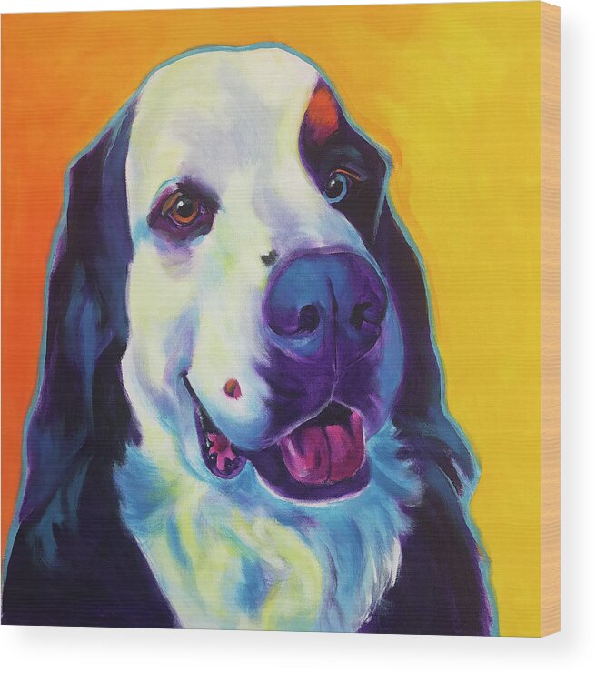 Bernese Mountain Dog - Zeke 2 Wood Print featuring the painting Bernese Mountain Dog - Zeke 2 by Dawgart