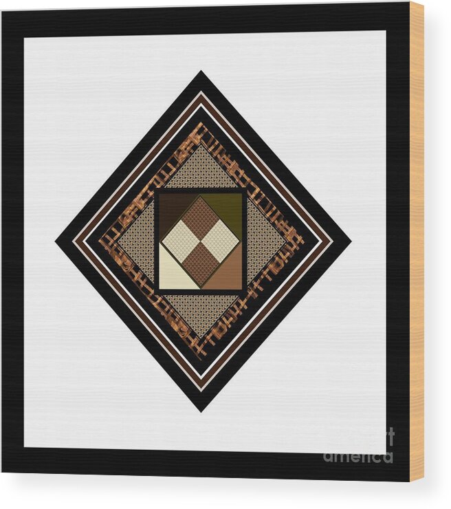 Multiple Wood Print featuring the digital art Black Tan Multiple Framed Fabric Motif for Pillows. by Delynn Addams