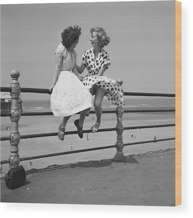 People Wood Print featuring the photograph Blackpool Railings by Bert Hardy