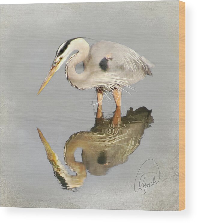 Bird Wood Print featuring the photograph Blue Heron 1 by Karen Lynch