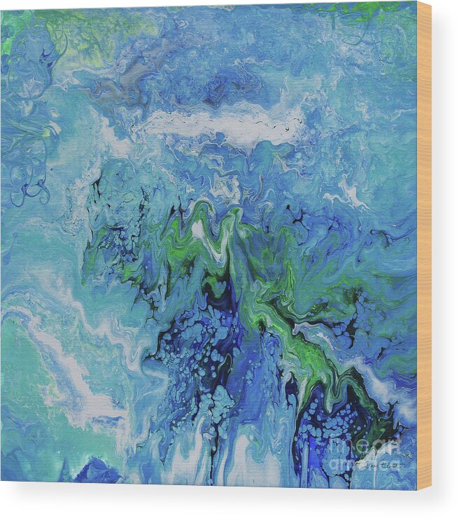 Painting Wood Print featuring the painting Blue Lagoon Abstract 2 by Jean Plout