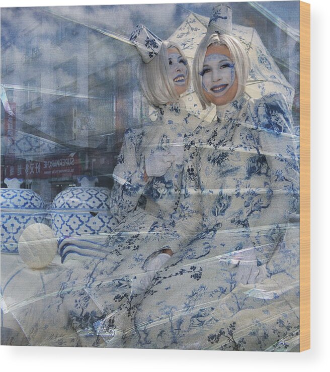 Blue Wood Print featuring the photograph Blue Porcelain by Muriel Vekemans
