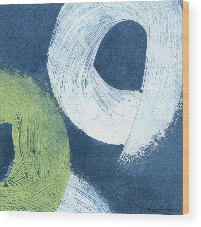 Abstract Wood Print featuring the painting Blue Revolution IIi by Megan Meagher