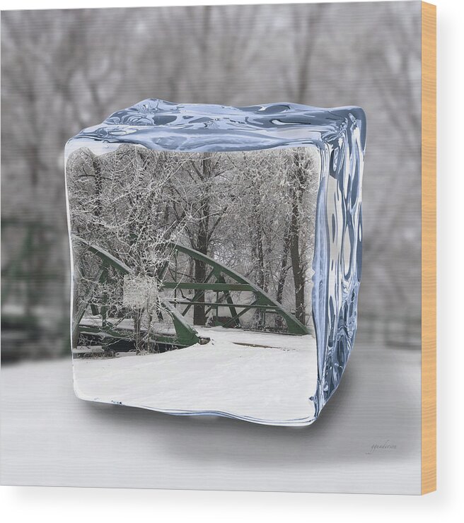 Water Wood Print featuring the photograph Blue Water ice cube by Gary Gunderson