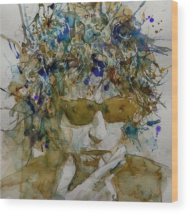 Bob Dylan Wood Print featuring the painting Bob Dylan - Knocking On Heavens Door by Paul Lovering