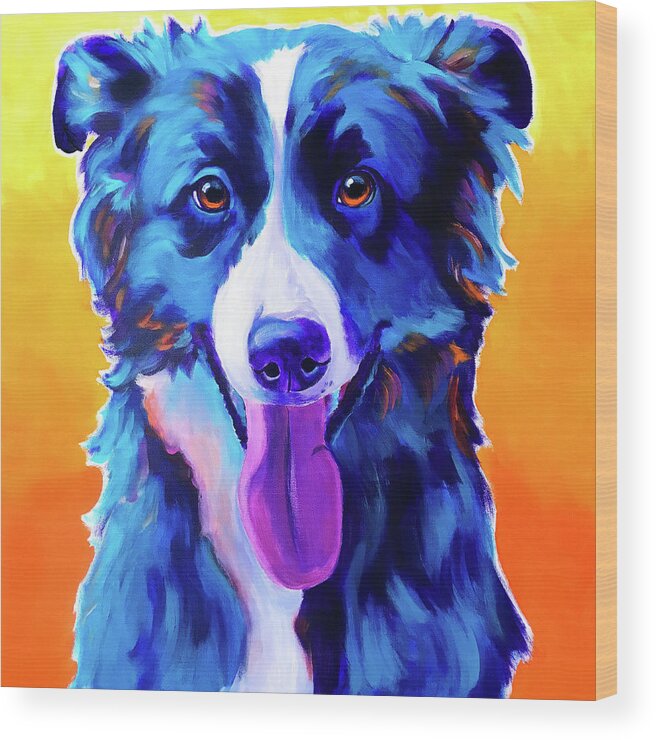 Border Collie - Jinx Wood Print featuring the painting Border Collie - Jinx by Dawgart