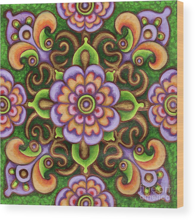 Ornamental Wood Print featuring the painting Botanical Mandala 5 by Amy E Fraser