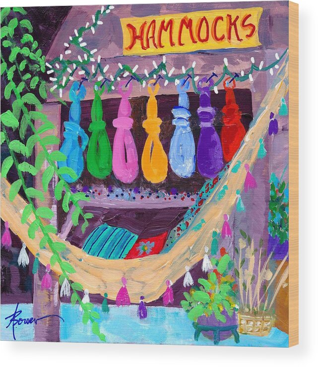 Hammocks Wood Print featuring the painting Boutique, A Shop in Santa Fe by Adele Bower